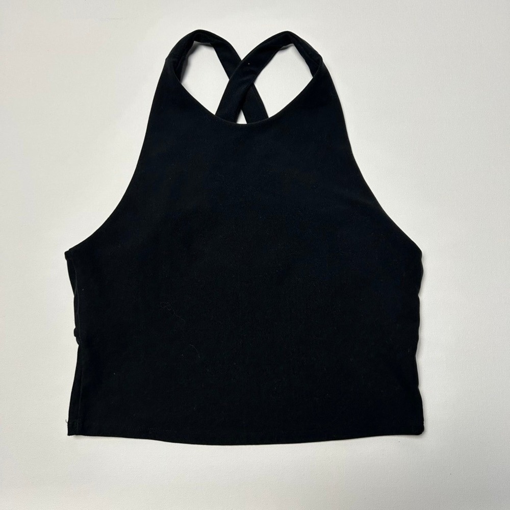 Abercrombie & Fitch Women Black High Neck Cross Back Active Crop Top S Active
